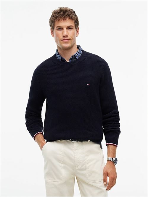 rwb rib crew neck TOMMY HILFIGER | MW0MW41516DW5